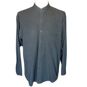 Bosa Mandarin Collar SZ M Men's Black Cotton Button Up Shirt